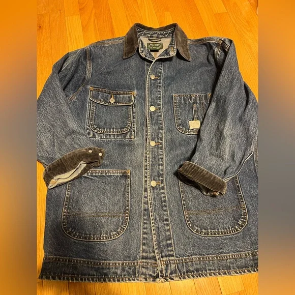 Vtg Ralph Lauren Country Denim Jacket Workwear Chore Coat Med Blue Distressed - Picture 9 of 14